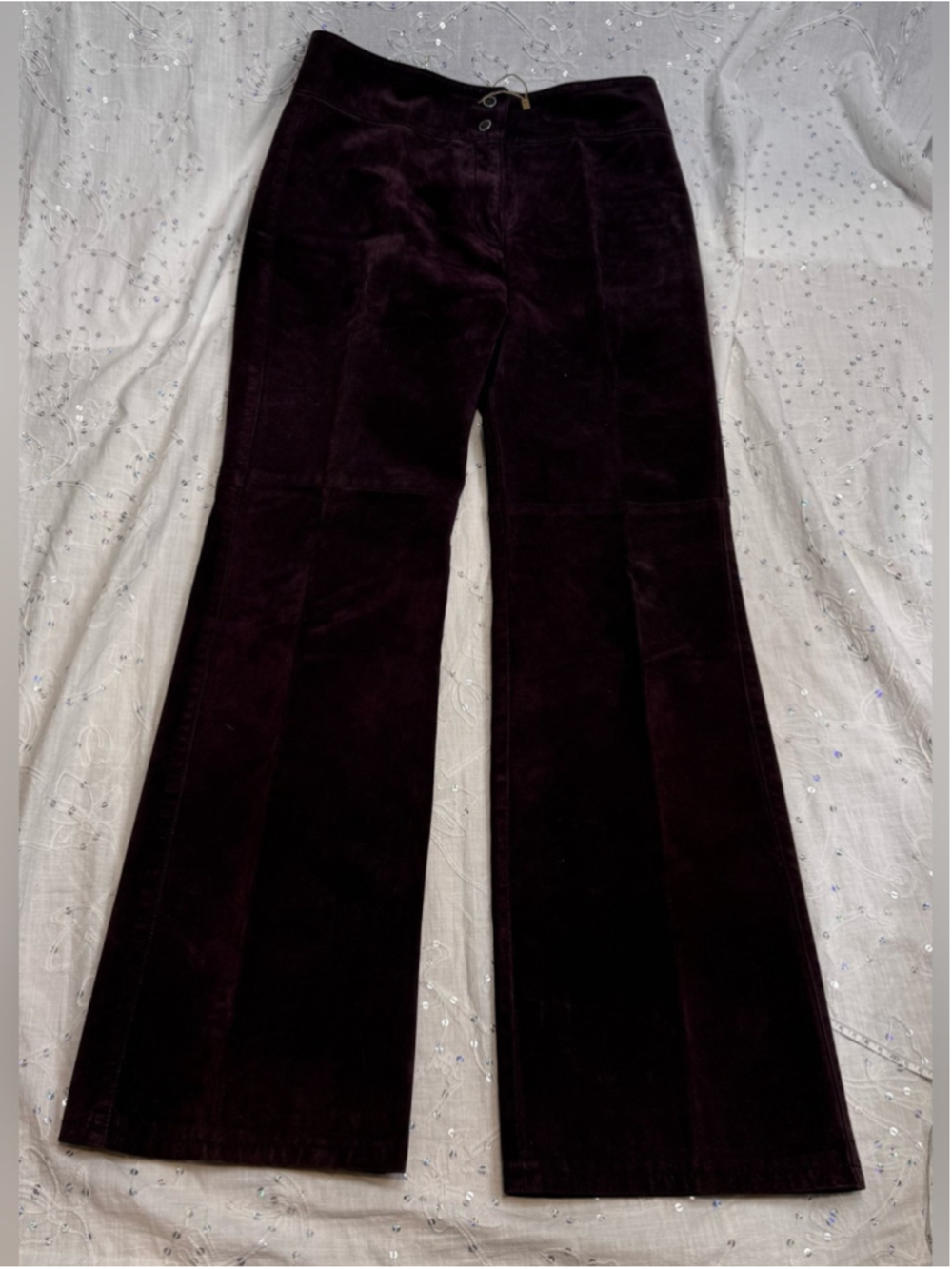 Vintage 90s Skott’s Suede Bootcut Pants Deep Plum Color– Size 4 ( 32” Waist)